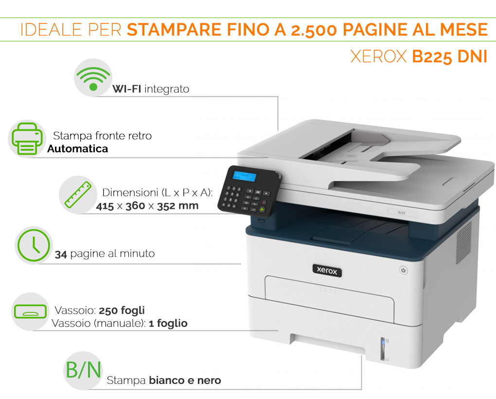 Xerox b225 dni stampante perfetta per smart working